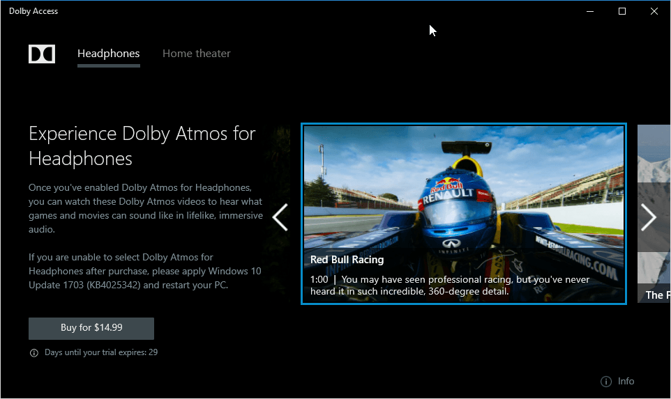 Dolby Access в магазине приложений Windows Store