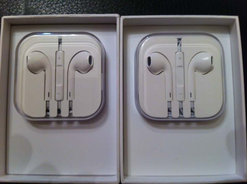 Поддельные наушники EarPods и настоящие