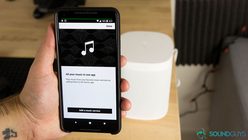 Приложение для Sonos One позволяет добавить множество стриминговых сервисов